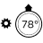 Smart thermostat drawing with up arrow from top to increase temp and the digital screen reading 78 degrees.