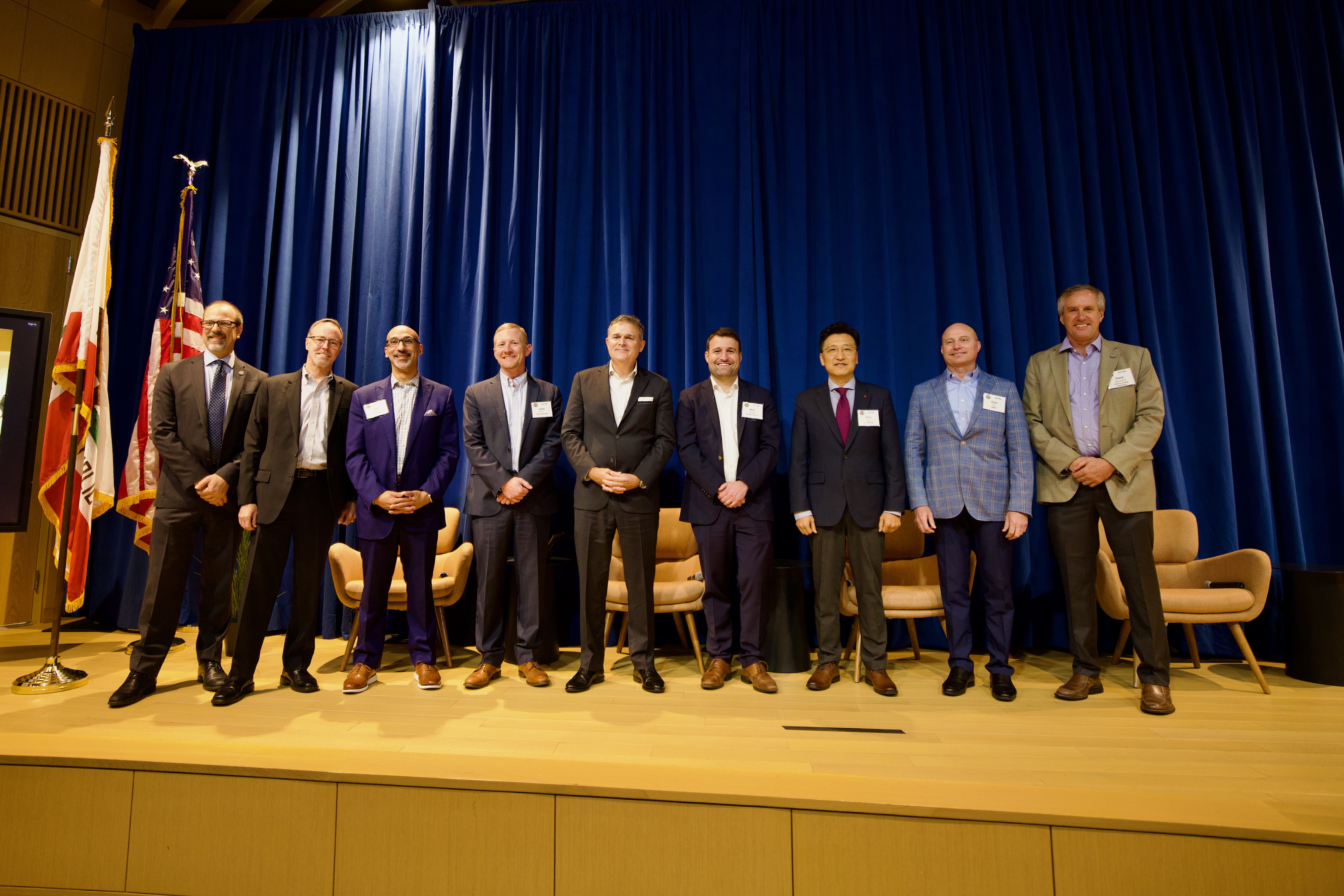 CEC Commissioner Andrew McAllister, Dana Fisher (Mitsubishi),  Joshua C. Greene (A. O. Smith), Jason Thomas (Carrier), John J. Hurst (Lennox), Mark Lessons (Johnson Controls), Chris Ayn (LG Electronics), Chris Day (Rheem), CEC Chair David Hochschild