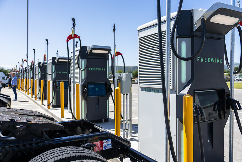 Photo of an electric truck charger in Gilroy.