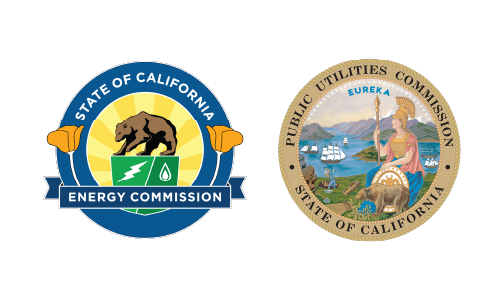 Logos for the California Energy Commission and the California Public Utilities Commission.