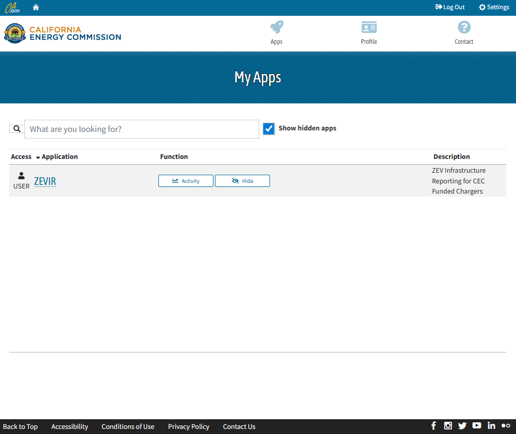 CEC web portal with text information and clickable button with text “Request Access".