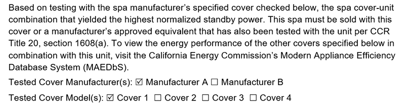 Portable Electric Spas label cover listing