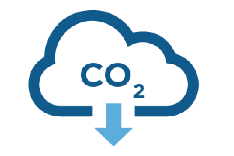 Pictograph of cloud expelling co2 in a downward fashion