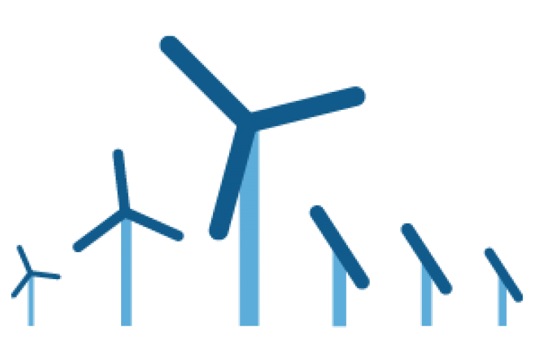 Pictograph of windmills and solar panels