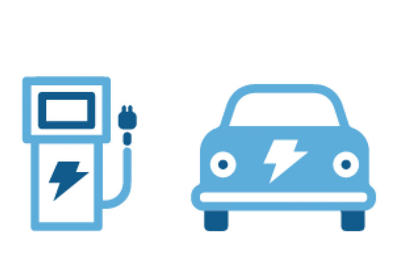 pictograph of electric car and charging station