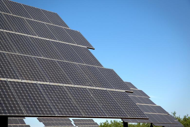 Field of Solar Panel blocks set onto 3-axis position pole