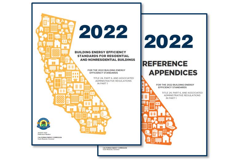 Publication covers for the 2022 Energy Code for Residential and Nonresidential Buildings