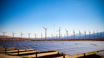 Solar panels and wind turbines